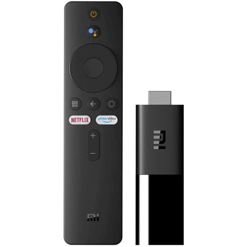 photo of Xiaomi TV Stick 2K with stick and remote on the side